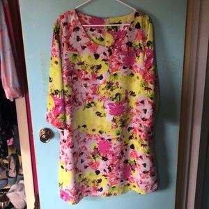 Neon abstract floral dress